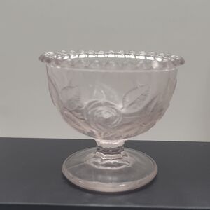 Antique Cabbage Rose Open Salt Celler Clear Glass Central #140 1870s